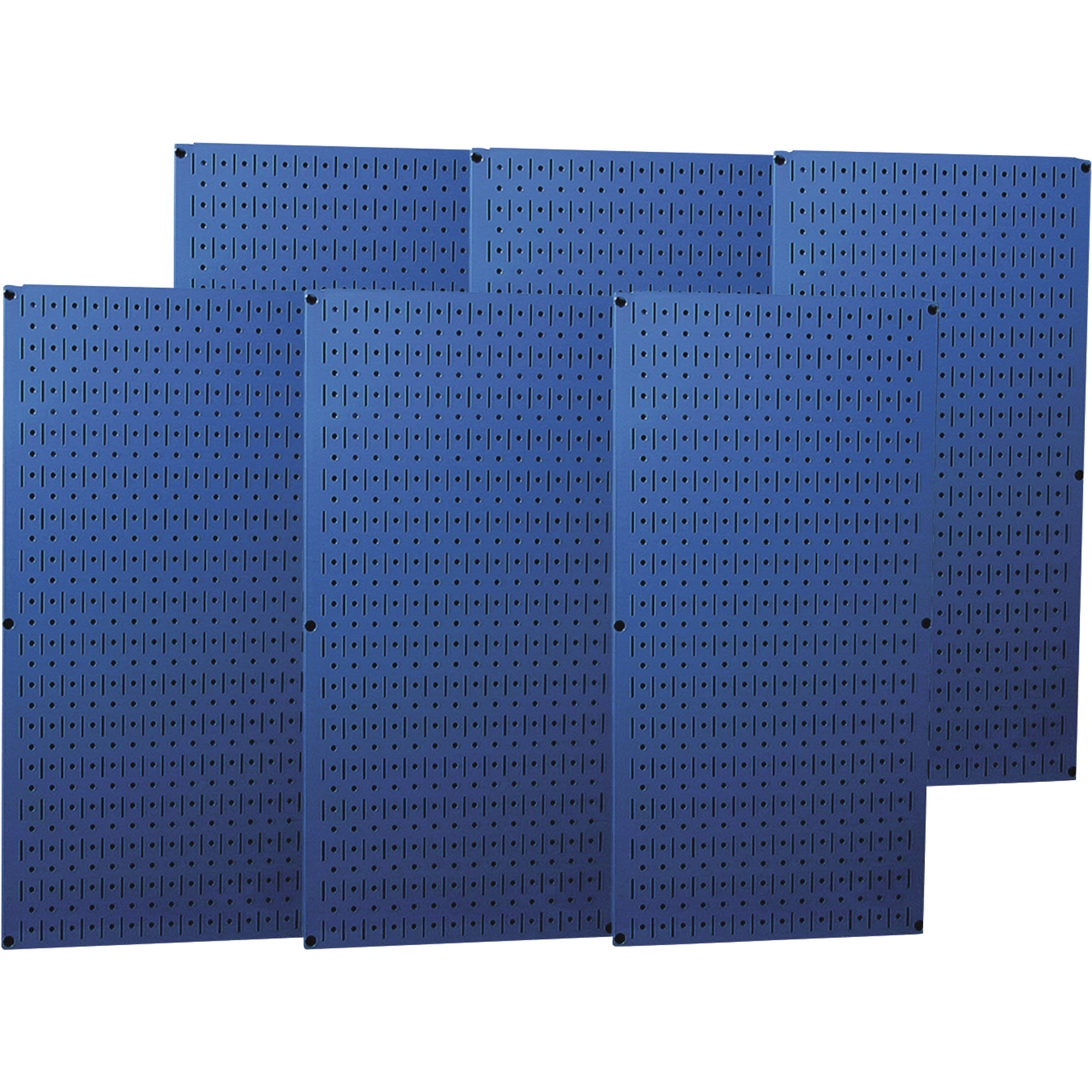 Wall Control Industrial Metal Pegboard - Six 16in. x 32in. Panels, 20-Gauge Steel, 56 Lbs. Capacity per Sq. Ft., Blue, Model# 35-P-3296BU